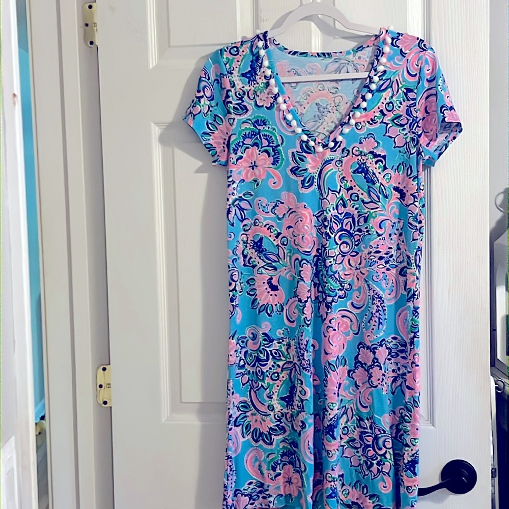 Lilly Pulitzer Etta Dress Blue Horizon Jungle Sunrise only worn once.